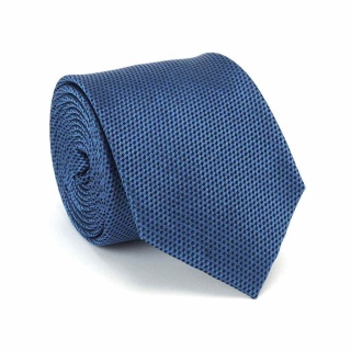Micro-patterned blue jacquard silk tie KR-655