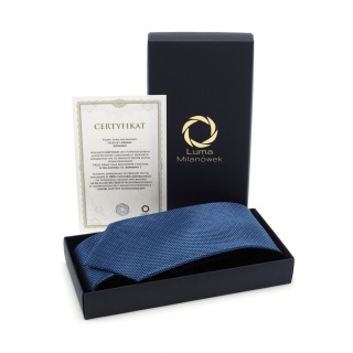 Micro-patterned blue jacquard silk tie KR-655