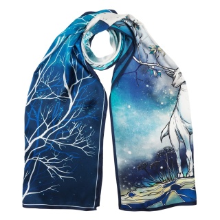 Double-sided silk scarf deer 170x45cm SDD-07