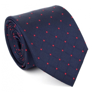 Jedwabny krawat żakardowy granatowy KR-356