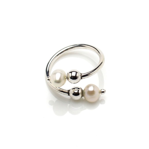 OUTLET Silver clip with pearls - scarf clasp, scarf ring