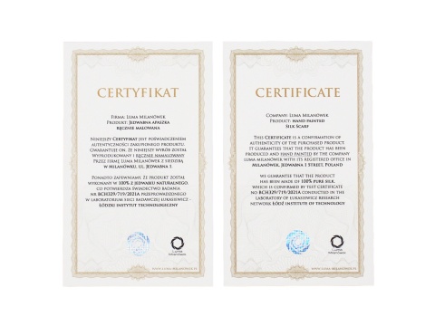 Apaszka jedwabna, ręcznie malowana, Wiśniowy sad 90x90cm AM-007