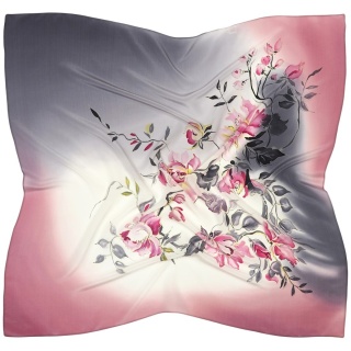 AM-025 Hand-painted Silk Scarf Butterflies, 90x90 cm