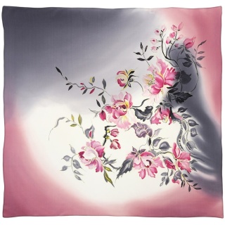 AM-025 Hand-painted Silk Scarf Butterflies, 90x90 cm