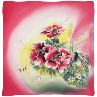 Apaszka jedwabna ręcznie malowana, Maki 70x70 cm AM7-556