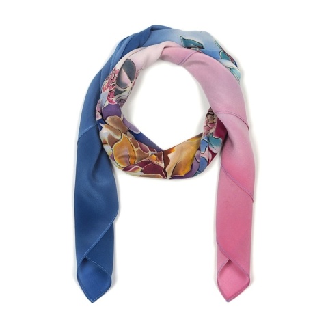 Apaszka jedwabna, ręcznie malowana, Fioletowy raj 90x90 cm AM-060