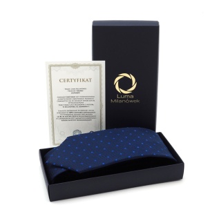 Jacquard Silk Tie with Navy Micro Pattern KR-687