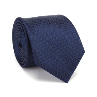 Jacquard Silk Tie with Navy Micro Pattern KR-690