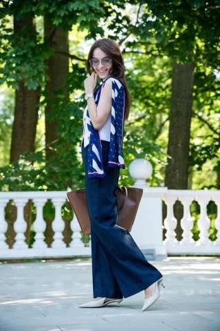 Double-Sided Silk Scarf with Anchors 180x45 cm SDD-01