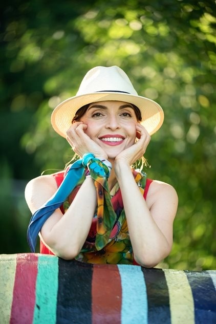 Apaszka jedwabna ręcznie malowana, Polne kwiaty 70x70cm AM7-026