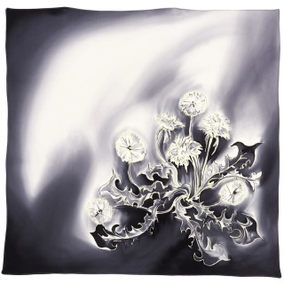 AM7-532 Hand-painted silk scarf, gray 70x70cm