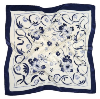 Hand-painted silk scarf, swirling blue, 70x70 cm AM7-555A