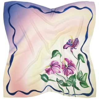 AM-008 Hand-painted silk scarf, 90x90cm