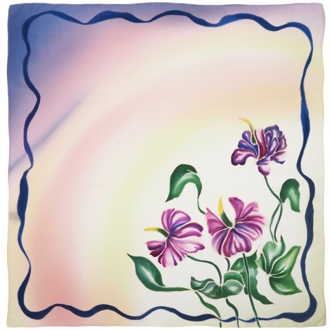 Apaszka jedwabna, ręcznie malowana, Zakochane anturium 90x90cm AM-008 2