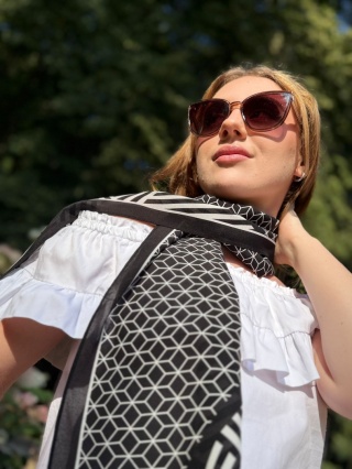 Unique double-sided silk scarf 145x30cm SDM-07