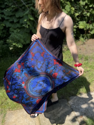 Unikat apaszka jedwabna dwustronna Adam Mickiewicz 65x65cm AD7-010