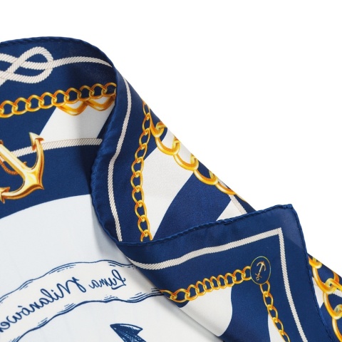 Jedwabna apaszka dwustronna motyw morski 65x65cm AD7-015