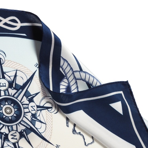 Jedwabna apaszka dwustronna motyw morski 65x65cm AD7-014