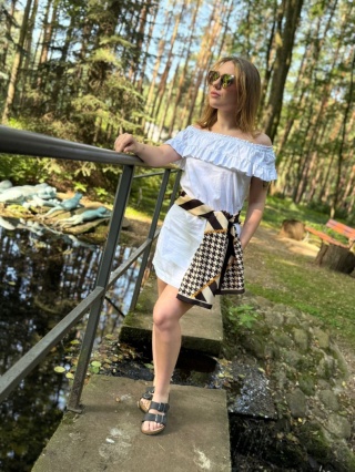 Unique double-sided silk scarf 145x30cm SDM-09