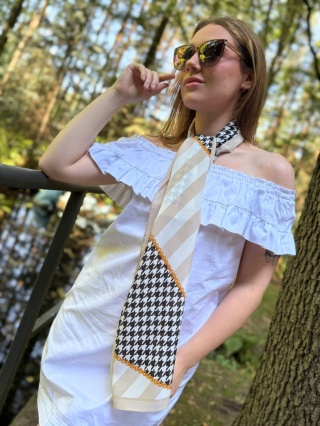 Unique double-sided silk scarf 145x30cm SDM-10