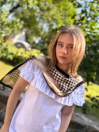 Unique double-sided silk scarf 145x30cm SDM-11