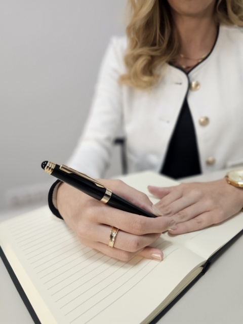 Złoty długopis z czarnym agatem DZ-14