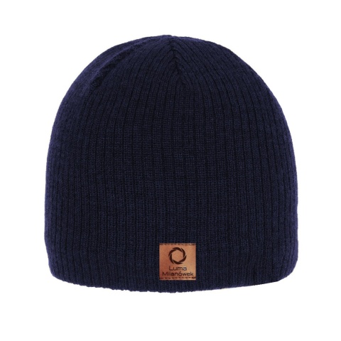 Czapka wełna merino męska myśliwska granatowa