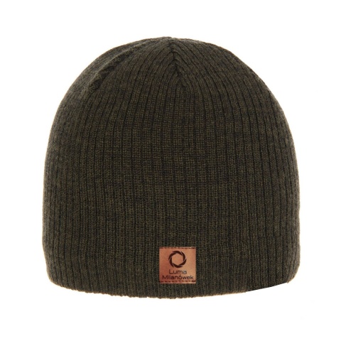 Czapka wełna merino męska myśliwska khaki