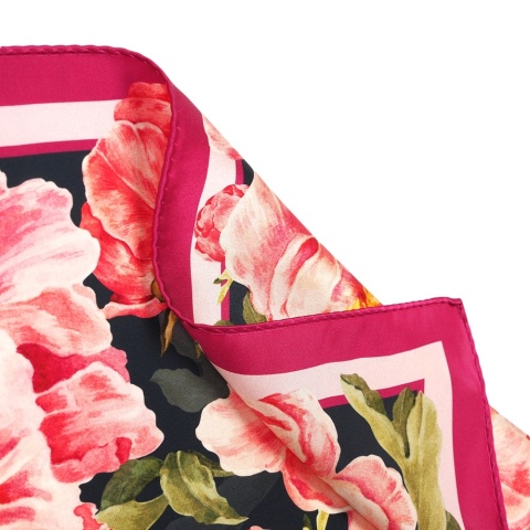 Double-sided silk scarf peonies 53x53cm AD5-006