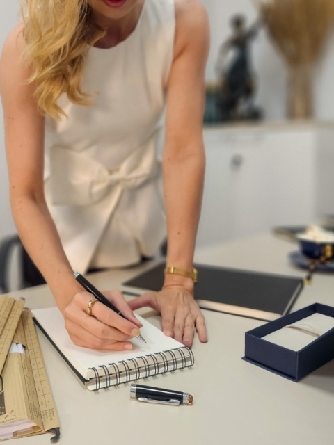 Pióro kulkowe z bursztynem koniakowym srebrne KPS-20