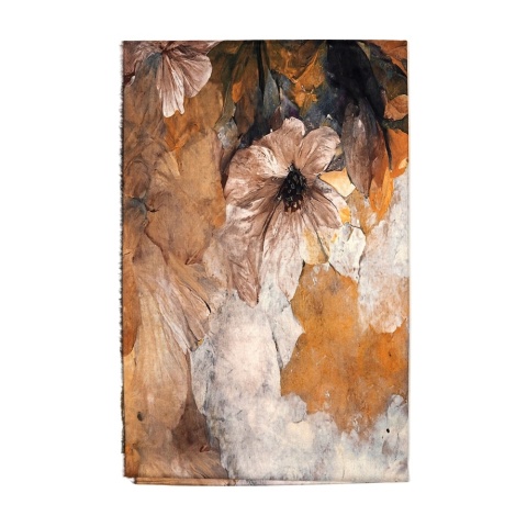 Szal wiskozowy w kwiaty brąz 200x70cm