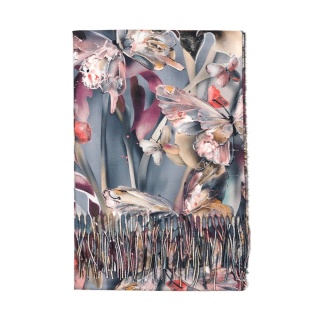 Winter scarf butterflies gray 200x70cm
