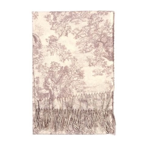 Szalik zimowy Toile de Jouy Collection różowy 200x70cm