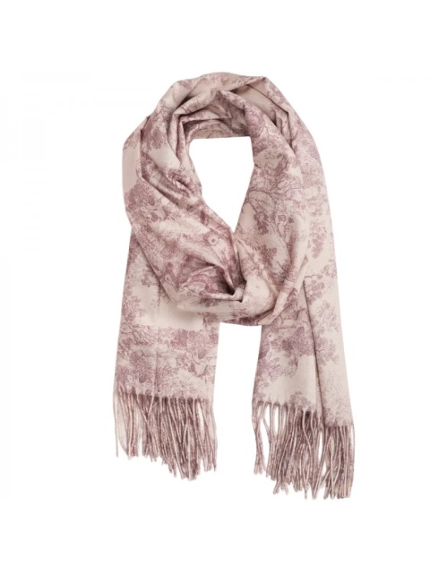 Szalik zimowy Toile de Jouy Collection różowy 200x70cm
