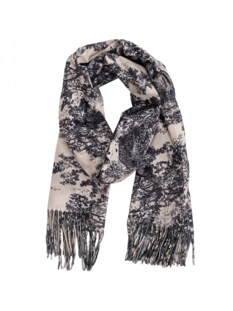 Szalik zimowy Toile de Jouy Collection czarny 200x70cm