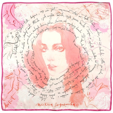 Apaszka jedwabna Wisława Szymborska Portret kobiecy 68x68cm AD7-501