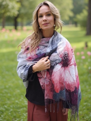 Warm purple women's scarf 200x70cm
