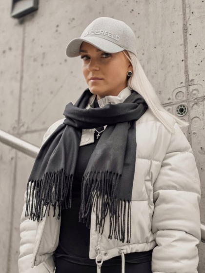 Czarny szal damski zimowy Cashmere Touch Collection 200x70cm