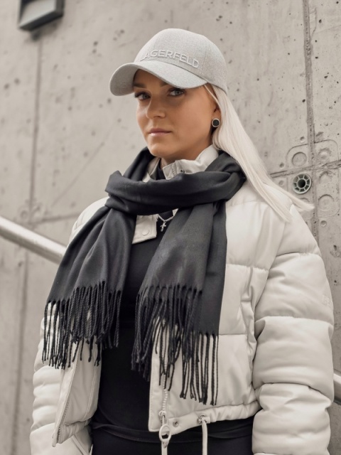 Czarny szal damski zimowy Cashmere Touch Collection 200x70cm