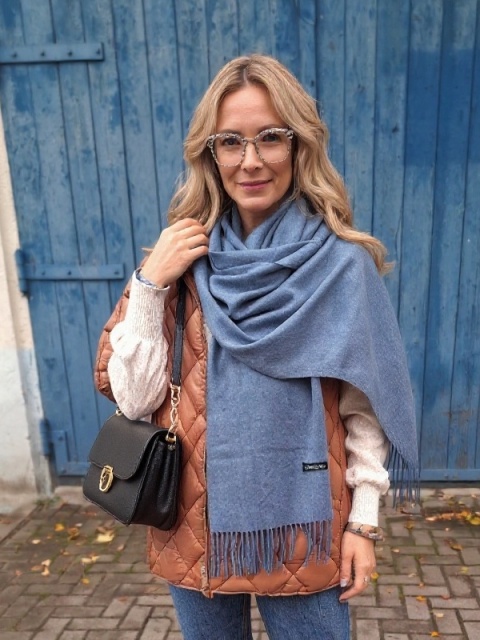 Navy blue women's winter scarf Cashmere Touch Collection 200x70cm