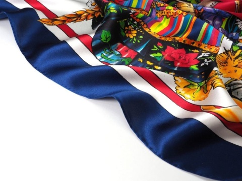 Silk double-sided scarf Fryderyk Chopin 68x68cm CH-1022