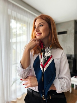 Unikat jedwabna apaszka dwustronna Fryderyk Chopin 87x87cm AD-010