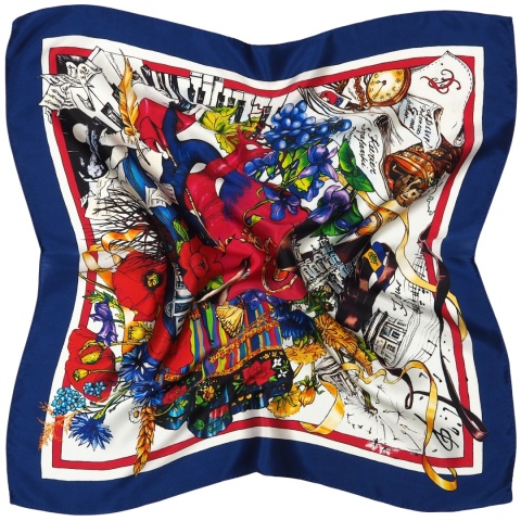 Unique Silk scarf Fryderyk Chopin 87x87cm AD-010