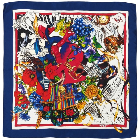 Unique Silk scarf Fryderyk Chopin 87x87cm AD-010