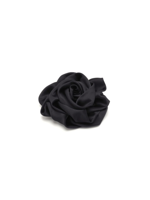 Large black silk rose brooch