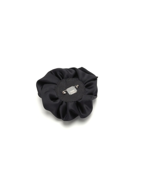 Set: silk rose brooch small + large black BRZ-01