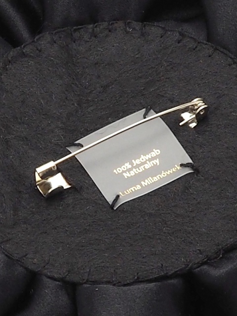 Set: silk rose brooch small + large black BRZ-01