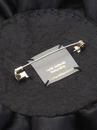 Jedwabna broszka róża mała czarna BRM-01