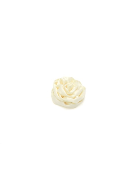 Silk rose brooch small ecru