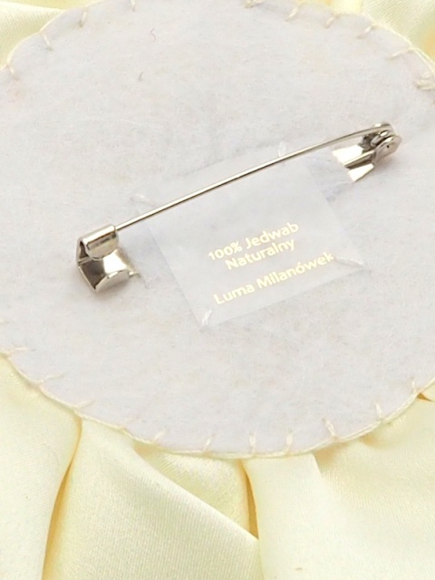 Silk rose brooch small ecru BRM-02